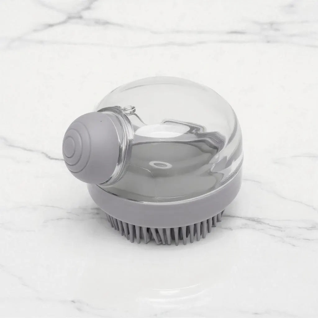 Pet Grooming Brush – Massage Scrubber with Shampoo Dispenser