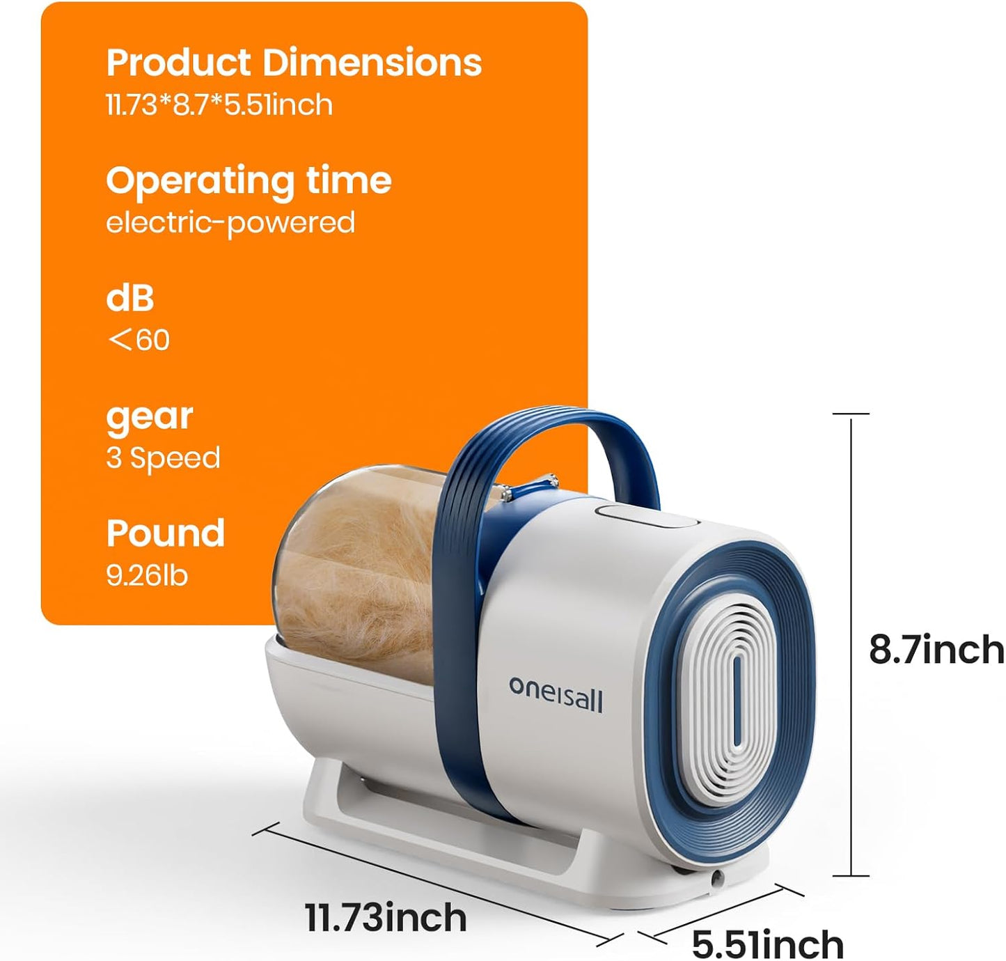 Dog Grooming Vacuum with Nail Grinder – 1.5L Dust Cup, Pet Deshedding Brush & 7 Grooming Tools for Shedding & Home Cleaning (Blue)