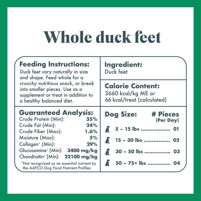 King Lou Whole Duck Feet Dental Treats for Dogs, Human-Grade, Single Ingredient, 100% USA Pet Supplies Chews All Natural Food
