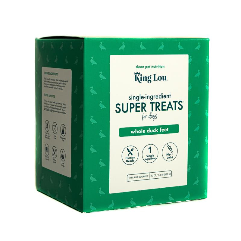 King Lou Whole Duck Feet Dental Treats for Dogs, Human-Grade, Single Ingredient, 100% USA Pet Supplies Chews All Natural Food