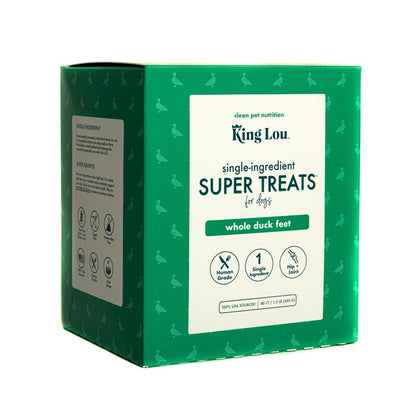 King Lou Whole Duck Feet Dental Treats for Dogs, Human-Grade, Single Ingredient, 100% USA Pet Supplies Chews All Natural Food