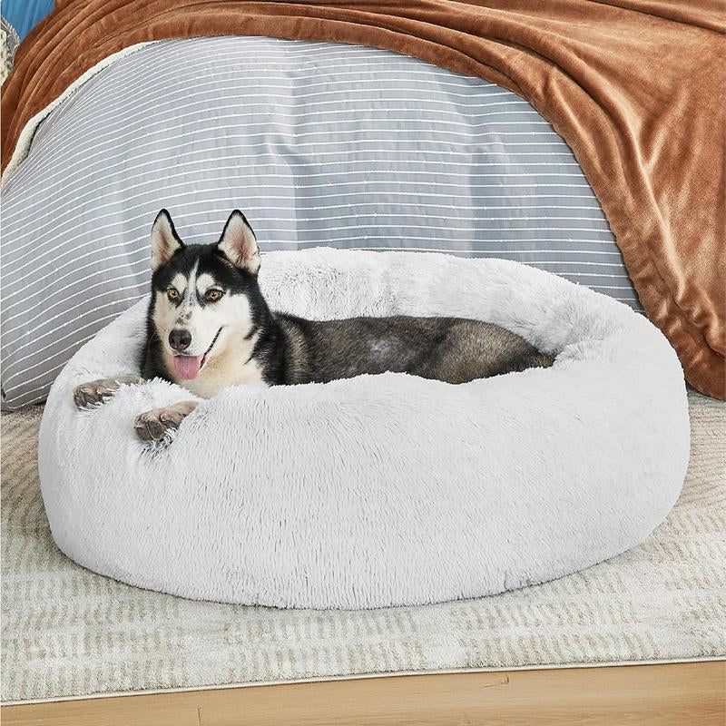 Lesure Warm Donut Bed - Cozy Fluffy Calming Bed for Small/Medium/Large Dogs & Cats, Tiktokshopblackfriday Choice, Soft Plush round Pet Bed for Winter Comfort, Washable, Anti-Slip Bottom, Camas Para Perros, Pet Supplies Bedding