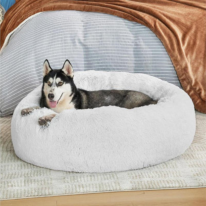 Lesure Warm Donut Bed - Cozy Fluffy Calming Bed for Small/Medium/Large Dogs & Cats, Tiktokshopblackfriday Choice, Soft Plush round Pet Bed for Winter Comfort, Washable, Anti-Slip Bottom, Camas Para Perros, Pet Supplies Bedding