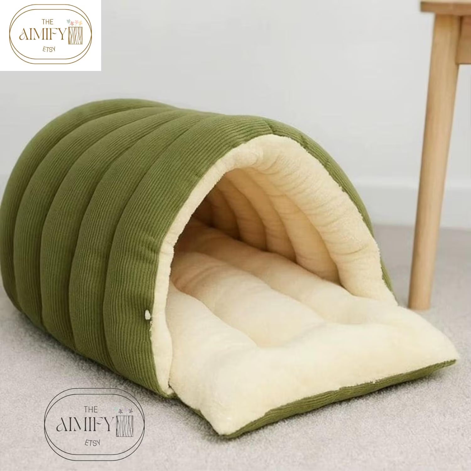 Cozy Foldable Pet Cave Bed, Soft Plush with Removable Cushion, Washable Indoor Bed for Cats and Small Dogs