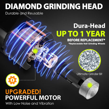 Upgraded Dog Nail Grinder – Professional 3-Speed Electric Nail Grinder with 4 LED Lights | Quiet & Low Vibration for Painless Grooming | For Small to Large Dogs (Black)