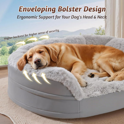 Stormhero Large Orthopedic Dog Bed – XL Memory Foam Sofa Bed for Medium & Large Dogs | 121 x 89 cm | Washable, Anxiety-Reducing Pet Bed with Firm Support & Warm Mattress Cushion