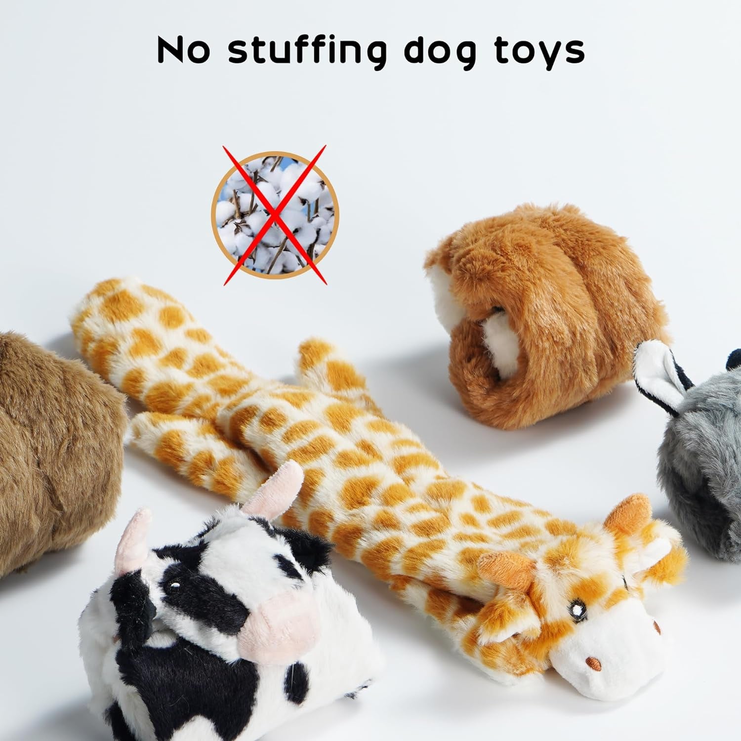 No Stuffing Squeaky Plush Dog Toys – Durable Chew Toy Set for Medium & Large Dogs | 5-Pack Stuffingless Chew Toys