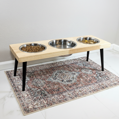 Elevate Your Pet's Dining Experience with the Stylish 3 Bowl Mid-Mod Dog Bowl Stand - Perfect for Large Breeds!