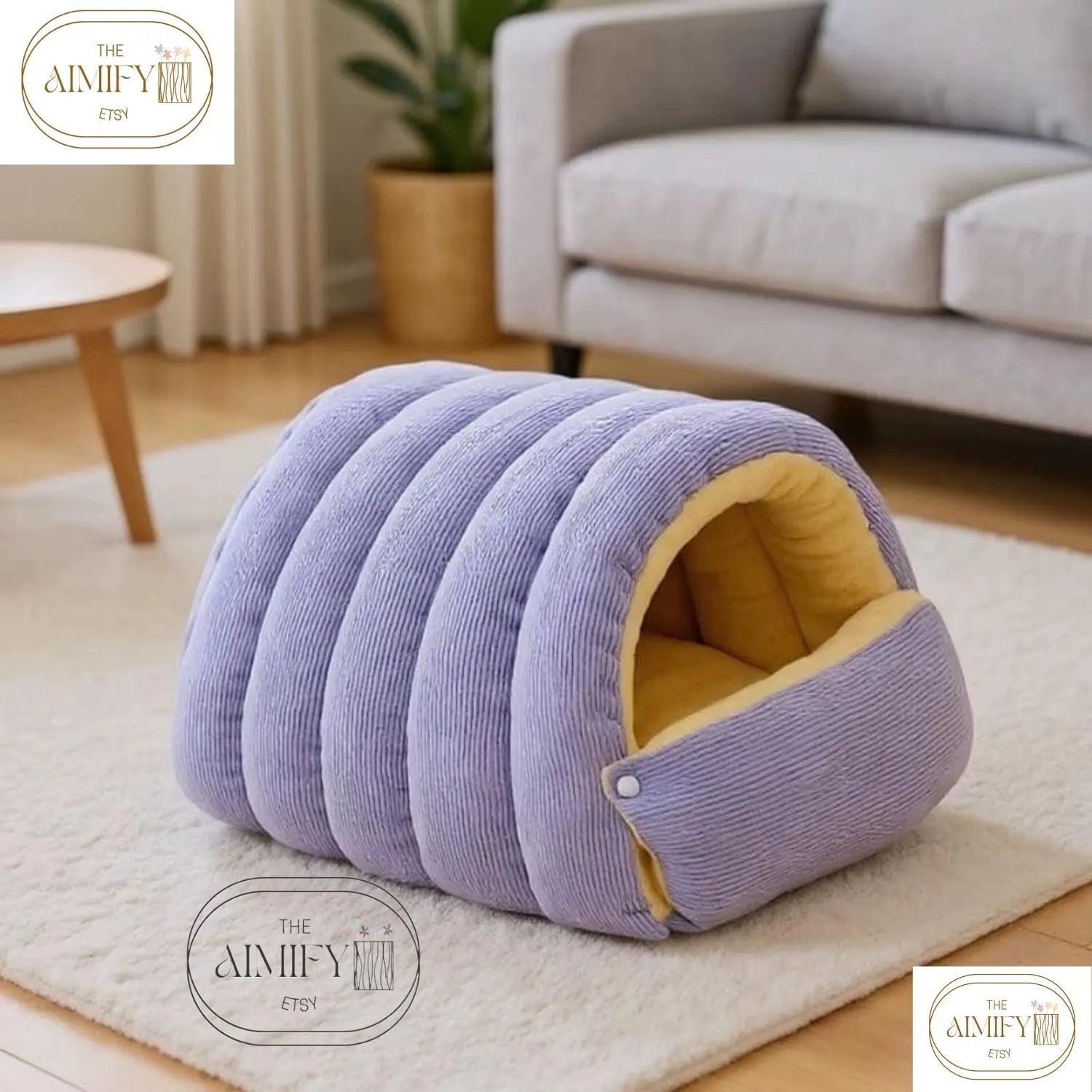 Cozy Foldable Pet Cave Bed, Soft Plush with Removable Cushion, Washable Indoor Bed for Cats and Small Dogs