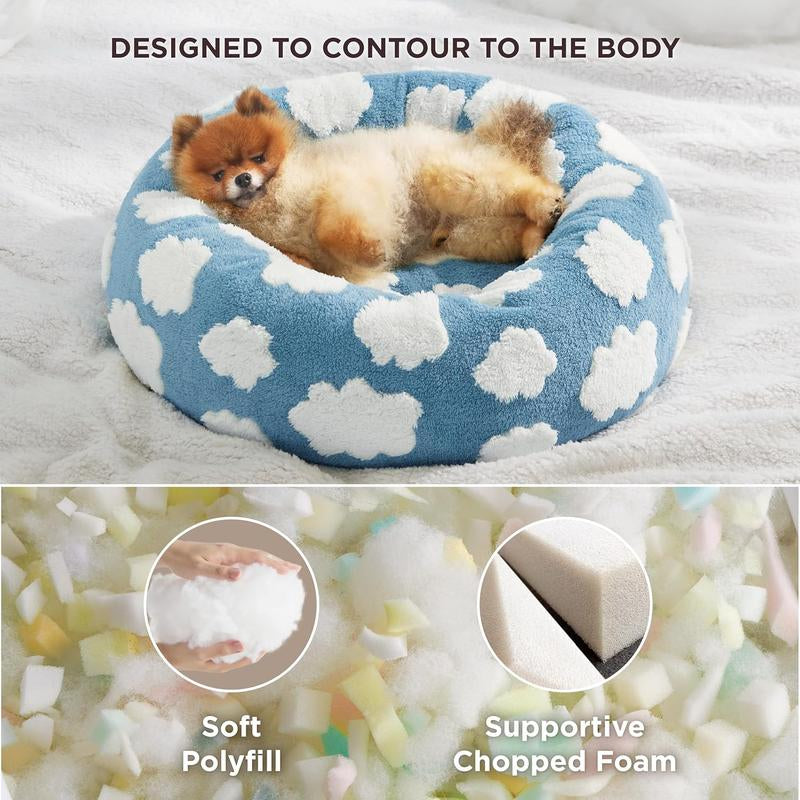 Lesure Warm Donut Bed - Cozy Fluffy Calming Bed for Small/Medium/Large Dogs & Cats, Tiktokshopblackfriday Choice, Soft Plush round Pet Bed for Winter Comfort, Washable, Anti-Slip Bottom, Camas Para Perros, Pet Supplies Bedding