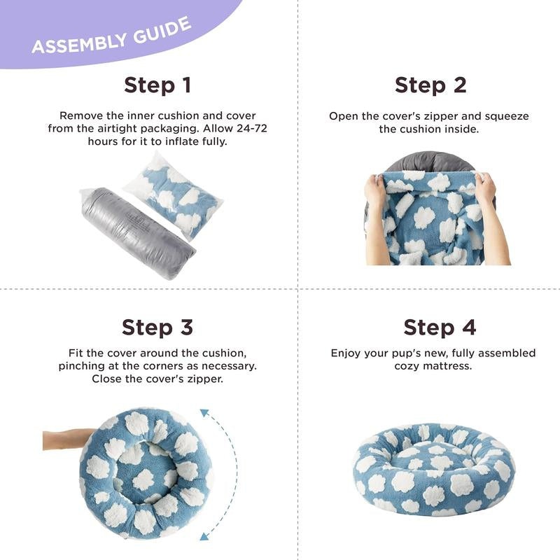 Lesure Warm Donut Bed - Cozy Fluffy Calming Bed for Small/Medium/Large Dogs & Cats, Tiktokshopblackfriday Choice, Soft Plush round Pet Bed for Winter Comfort, Washable, Anti-Slip Bottom, Camas Para Perros, Pet Supplies Bedding