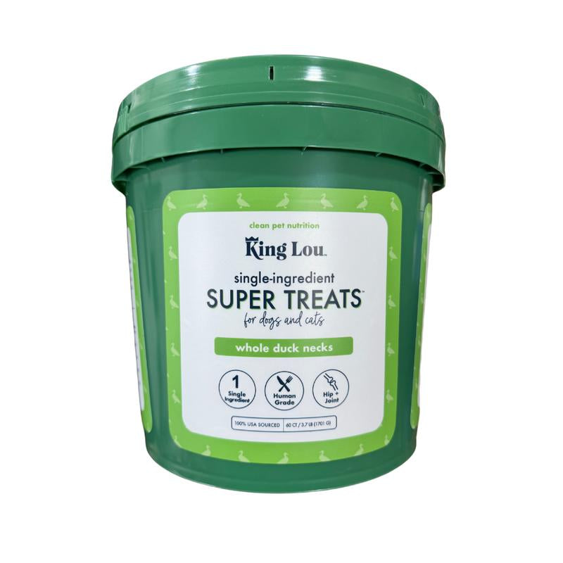 King Lou Whole Duck Neck Dental Treats for Dogs, Single Ingredient, Human Grade, 100% USA, All Natural, Minimally Processed Pet Products Food Supplies