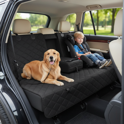 Ultimate Waterproof Dog Car Seat Cover - Non-Slip Back Seat Protector for Pets & Kids - Universal Fit for Cars, Trucks, and SUVs - Black