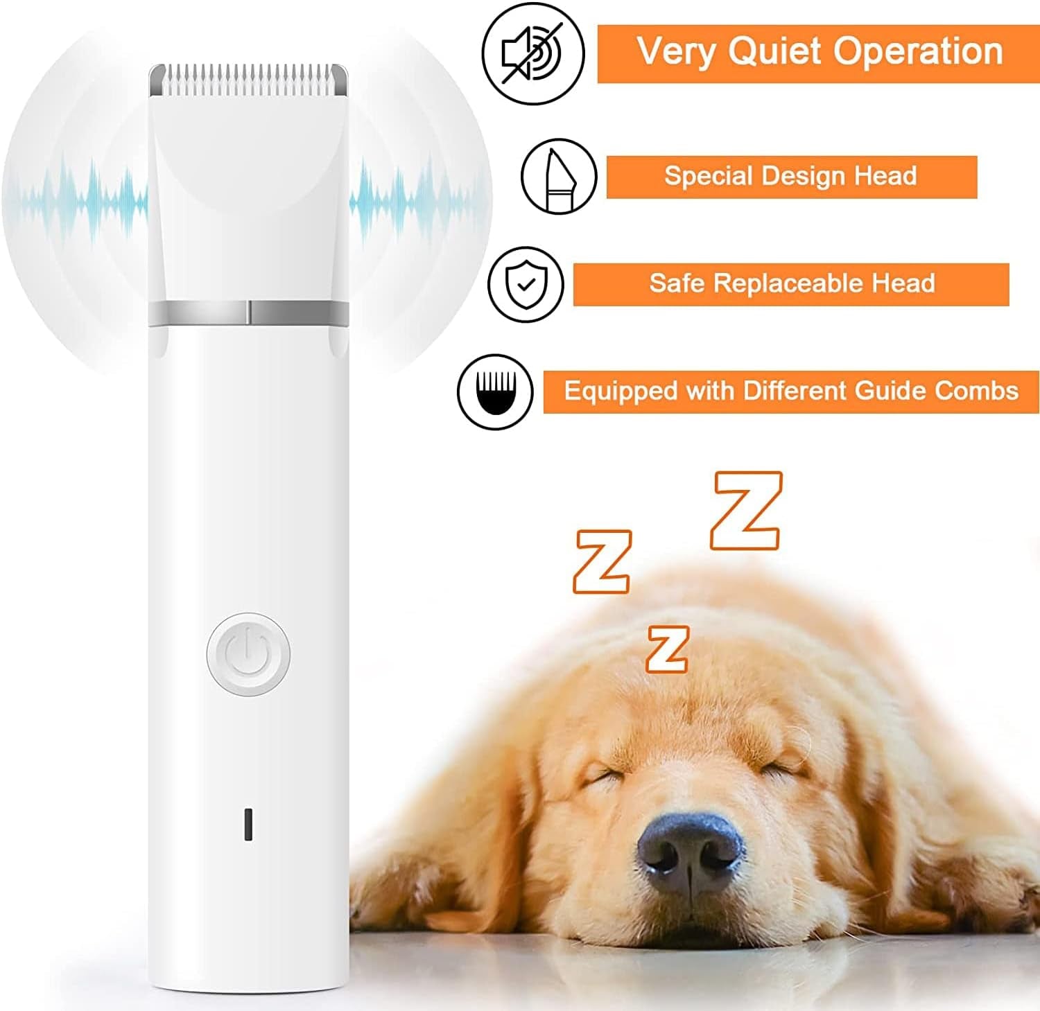 Quiet Professional Dog Grooming Trimmer & Nail Grinder – USB Rechargeable, Safe Precision for Paws, Face & Ears