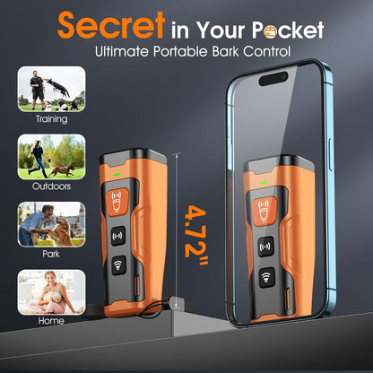 Ultrasonic Dog Bark Deterrent Device – Safe & Effective Anti-Barking Training for Dogs | Portable Indoor/Outdoor Use | Orange