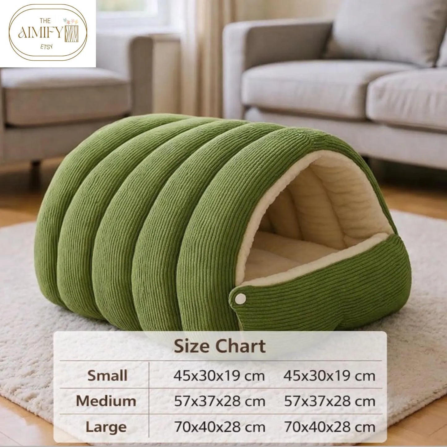 Cozy Foldable Pet Cave Bed, Soft Plush with Removable Cushion, Washable Indoor Bed for Cats and Small Dogs