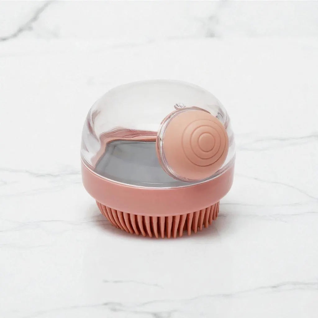 Pet Grooming Brush – Massage Scrubber with Shampoo Dispenser
