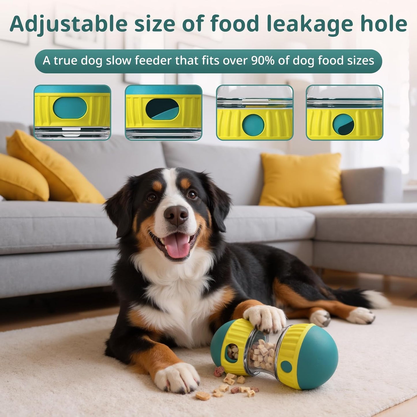 Interactive Dog Puzzle Toys - Treat Dispensing Dogs Ball for Boredom, Food Dispenser Tough Slow Feeder for Small, Medium, Large Dogs, Puppy Enrichment Training Chase Toy to Keep Them Busy