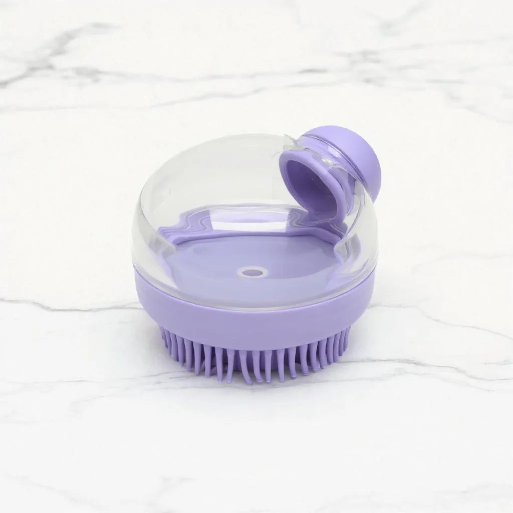 Pet Grooming Brush – Massage Scrubber with Shampoo Dispenser