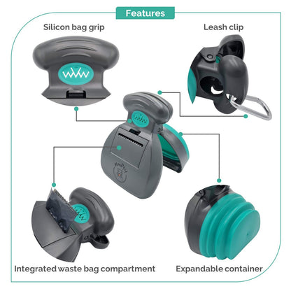 Monptit Pooper Scooper, Portable Sanitary Dog Poo Pick up with Bag Dispenser, for Large Medium Small Dogs Cat or Pet, Durable (Medium)