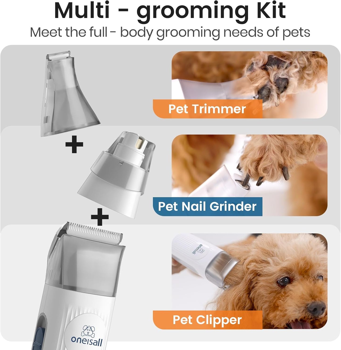 Dog Grooming Vacuum with Nail Grinder – 1.5L Dust Cup, Pet Deshedding Brush & 7 Grooming Tools for Shedding & Home Cleaning (Blue)