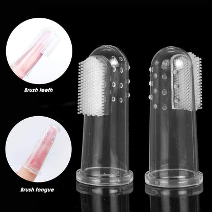 Set of 15 Pet Toothbrushes – 5 Dual-Headed Dog & Cat Toothbrushes + 10 Finger Toothbrushes | Red, Blue, Pink, Orange