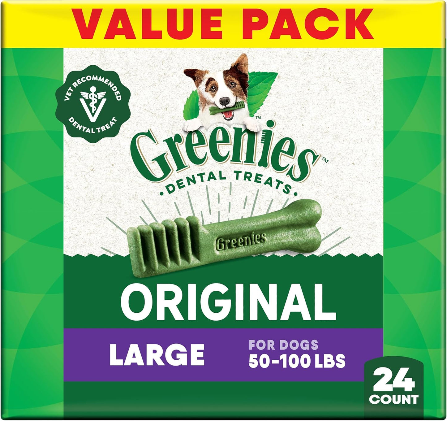 Canine Dental Dog Treats Original Large 24 Chews Value Pack 1.02Kg