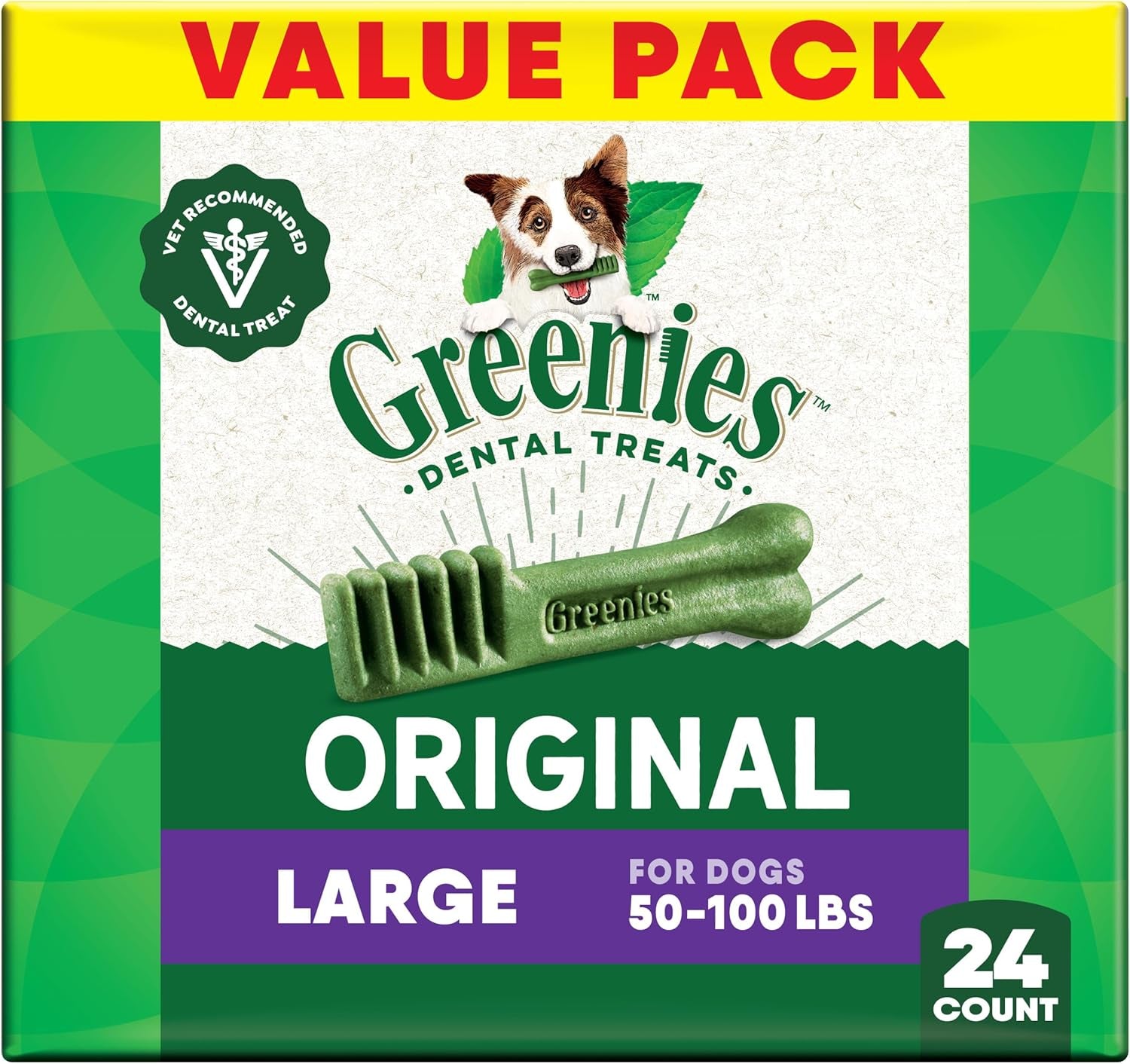 Canine Dental Dog Treats Original Large 24 Chews Value Pack 1.02Kg