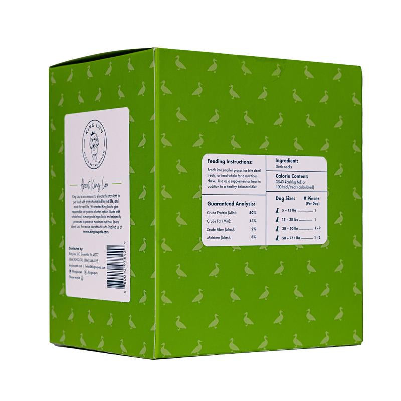 King Lou Whole Duck Neck Dental Treats for Dogs, Single Ingredient, Human Grade, 100% USA, All Natural, Minimally Processed Pet Products Food Supplies