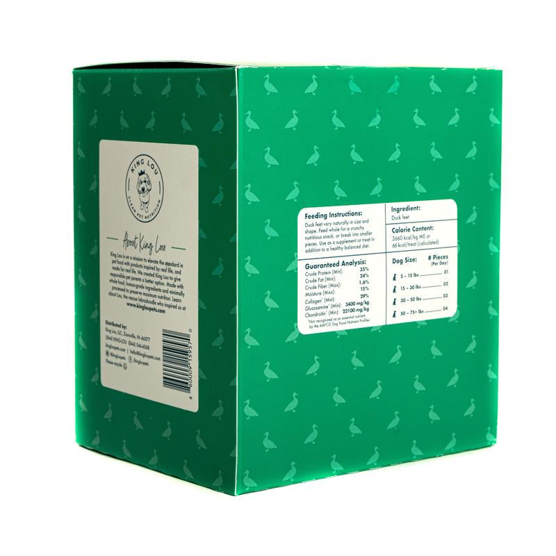 King Lou Whole Duck Feet Dental Treats for Dogs, Human-Grade, Single Ingredient, 100% USA Pet Supplies Chews All Natural Food