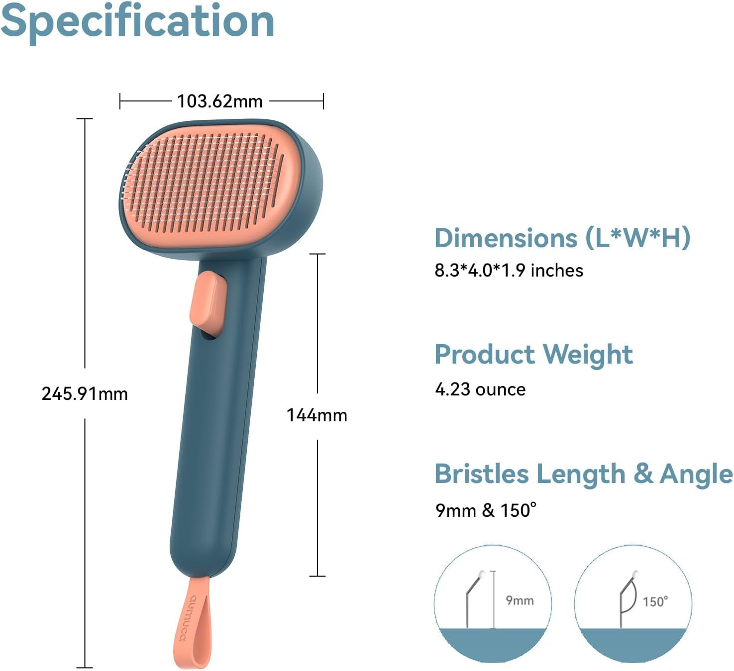Self-Cleaning Shedding Brush for Dogs & Cats | Gentle Deshedding Tool for Long & Short Hair Pets | Easy Hair Removal Grooming Brush for Puppies