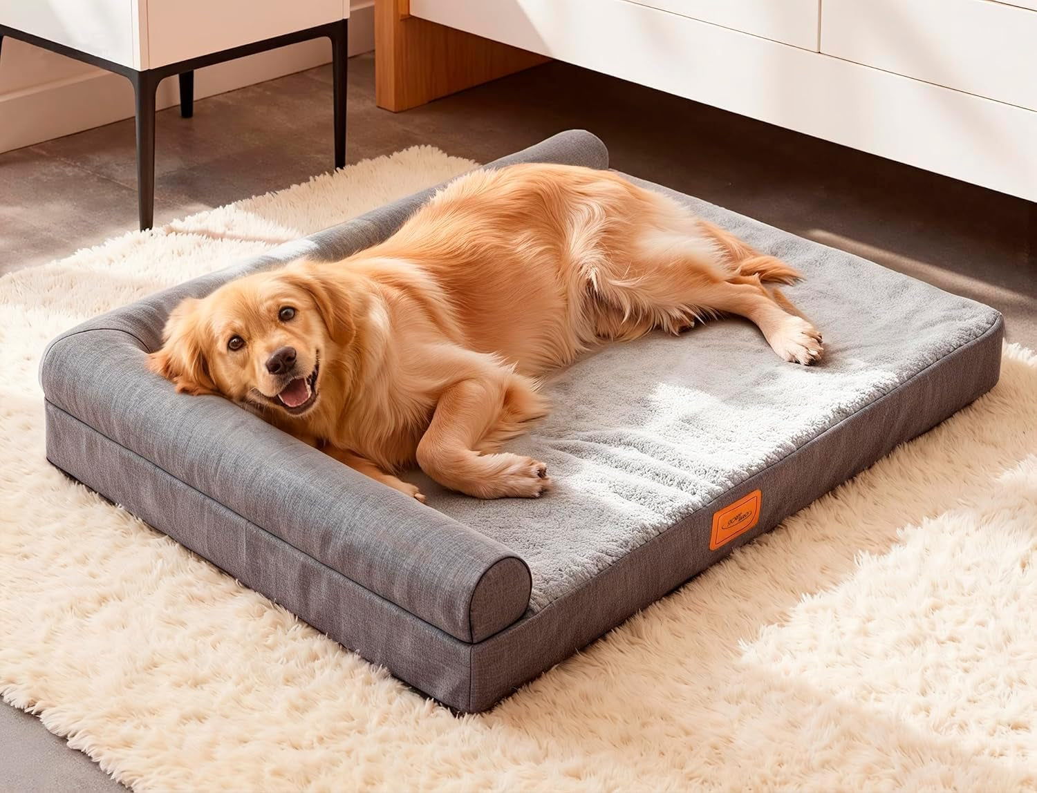Stormhero Large Orthopedic Dog Bed – XL Memory Foam Sofa Bed for Medium & Large Dogs | 121 x 89 cm | Washable, Anxiety-Reducing Pet Bed with Firm Support & Warm Mattress Cushion