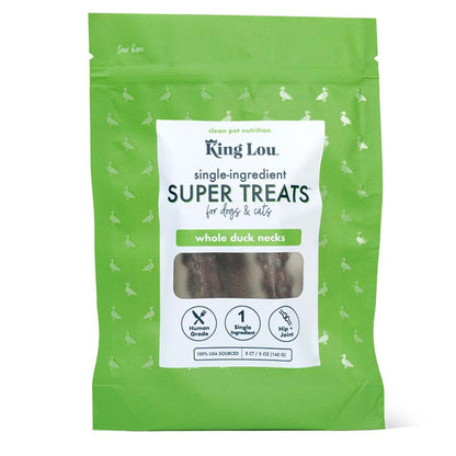 King Lou Whole Duck Neck Dental Treats for Dogs, Single Ingredient, Human Grade, 100% USA, All Natural, Minimally Processed Pet Products Food Supplies