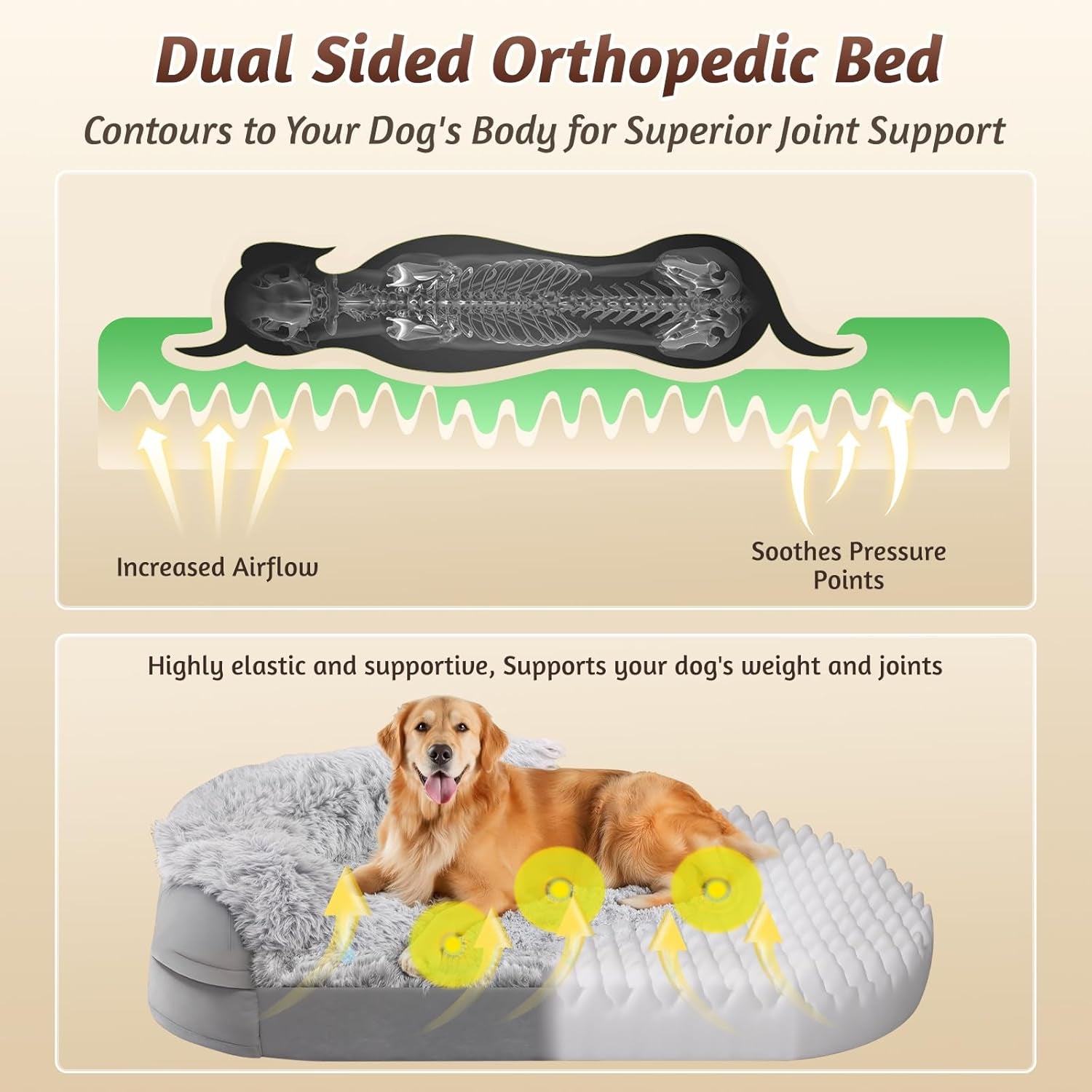 Stormhero Large Orthopedic Dog Bed – XL Memory Foam Sofa Bed for Medium & Large Dogs | 121 x 89 cm | Washable, Anxiety-Reducing Pet Bed with Firm Support & Warm Mattress Cushion