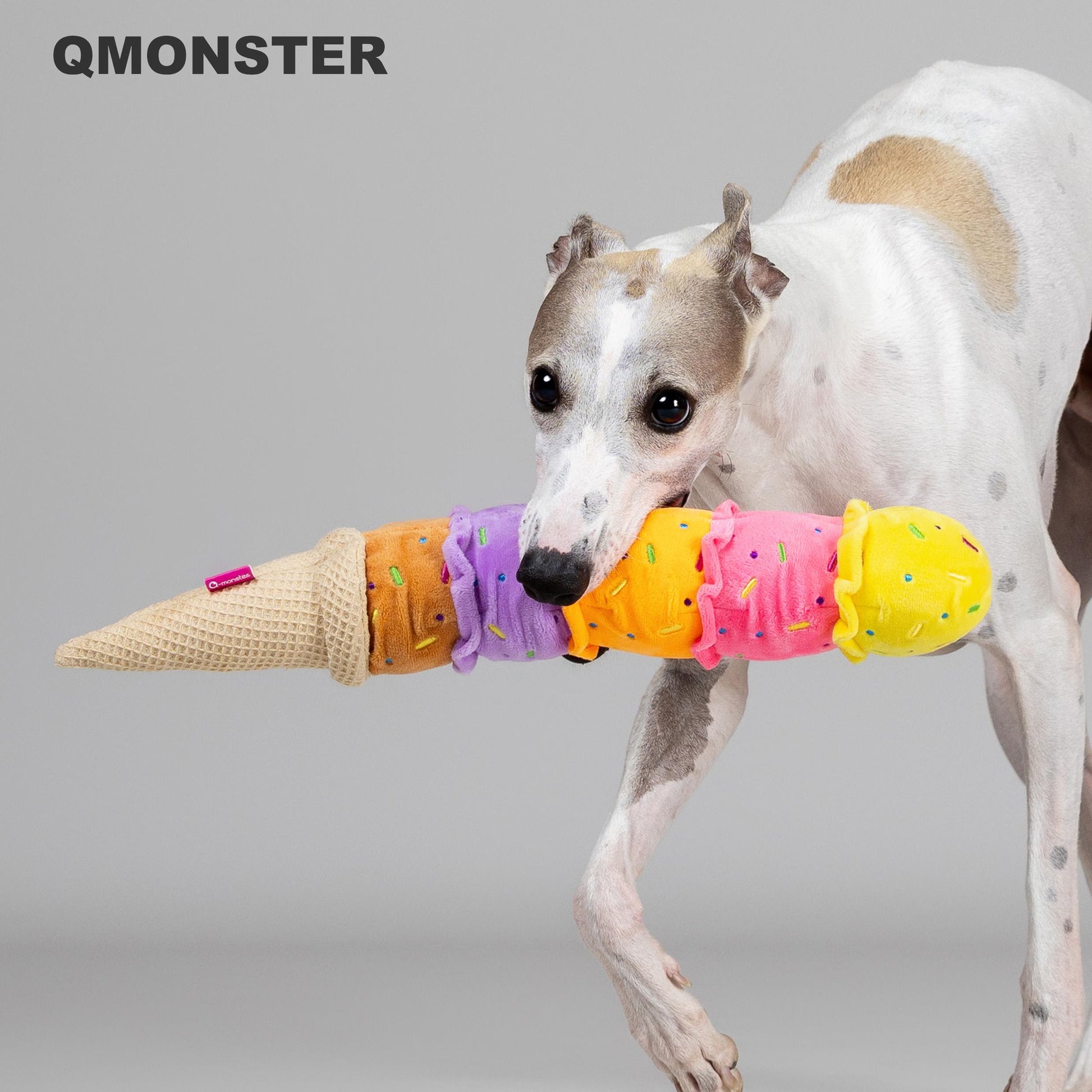 Squeaky Ice Cream Dog Toy–Extra Long Plush Tug Toy for Small Medium Large Dogs, Durable Chew Cone, Interactive Play, Colorful Funny Dog Gift