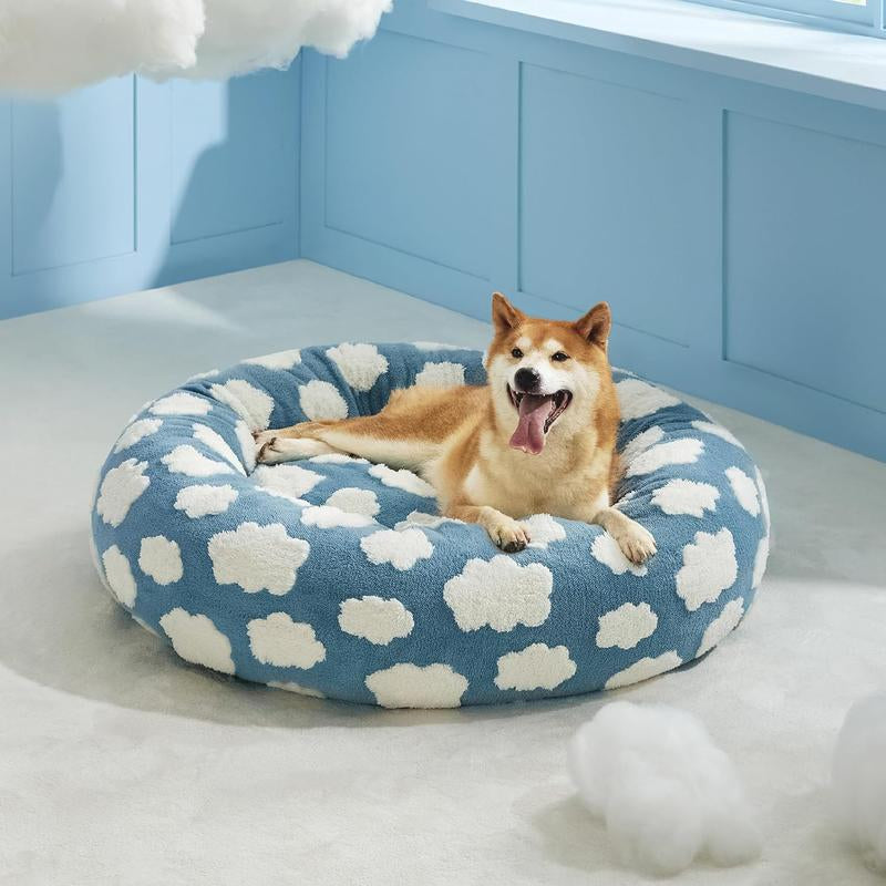 Lesure Warm Donut Bed - Cozy Fluffy Calming Bed for Small/Medium/Large Dogs & Cats, Tiktokshopblackfriday Choice, Soft Plush round Pet Bed for Winter Comfort, Washable, Anti-Slip Bottom, Camas Para Perros, Pet Supplies Bedding