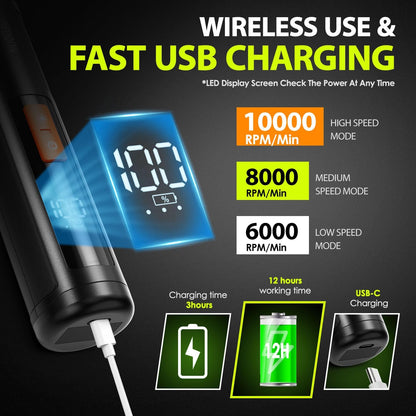 Upgraded Dog Nail Grinder – Professional 3-Speed Electric Nail Grinder with 4 LED Lights | Quiet & Low Vibration for Painless Grooming | For Small to Large Dogs (Black)