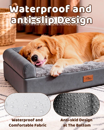 Stormhero Large Orthopedic Dog Bed – XL Memory Foam Sofa Bed for Medium & Large Dogs | 121 x 89 cm | Washable, Anxiety-Reducing Pet Bed with Firm Support & Warm Mattress Cushion