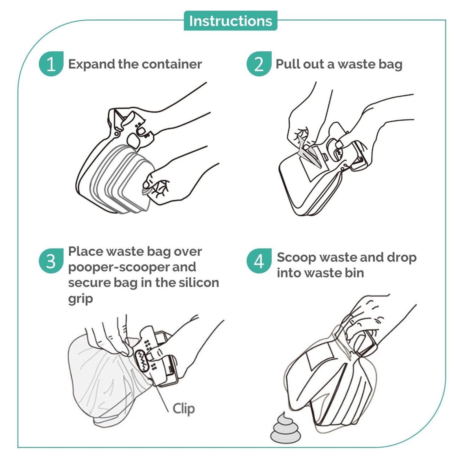 Monptit Pooper Scooper, Portable Sanitary Dog Poo Pick up with Bag Dispenser, for Large Medium Small Dogs Cat or Pet, Durable (Medium)