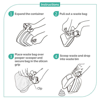 Monptit Pooper Scooper, Portable Sanitary Dog Poo Pick up with Bag Dispenser, for Large Medium Small Dogs Cat or Pet, Durable (Medium)