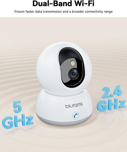 Security Camera 4K, Indoor Pet Camera, Dog Cameras with Phone App for Home, 2-Way Talk, Motion Tracking, Color/Ir Night Vision, Cloud&Sd, 2.4Ghz & 5Ghz Wi-Fi