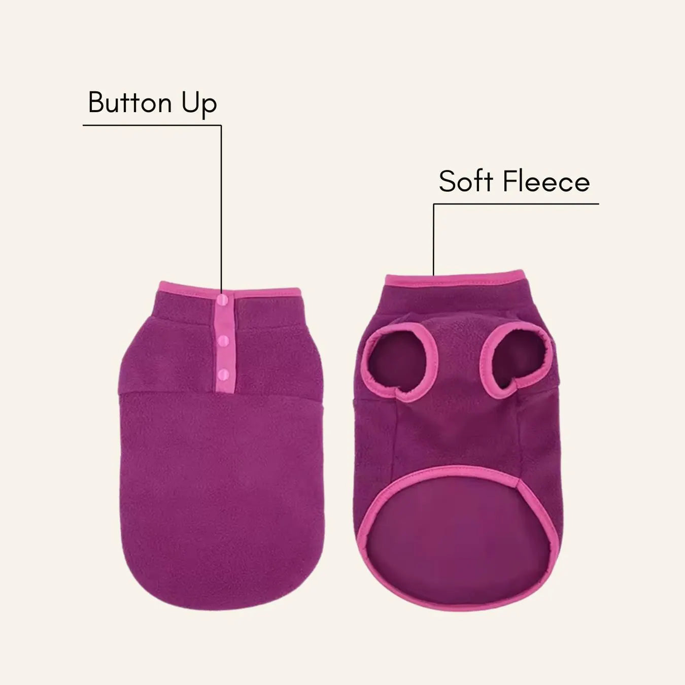 Warm Fleece Button Vest for Dogs & Cats – Cozy Autumn Winter Pet Jacket