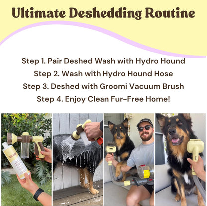 Groomi 3-in-1 Deshedding Wash – Organic Dog Shampoo & Conditioner for Sensitive Skin | Cleans, Conditions, & De-Sheds | pH-Balanced & Vet-Approved | Chemical-Free & Safe for All Breeds