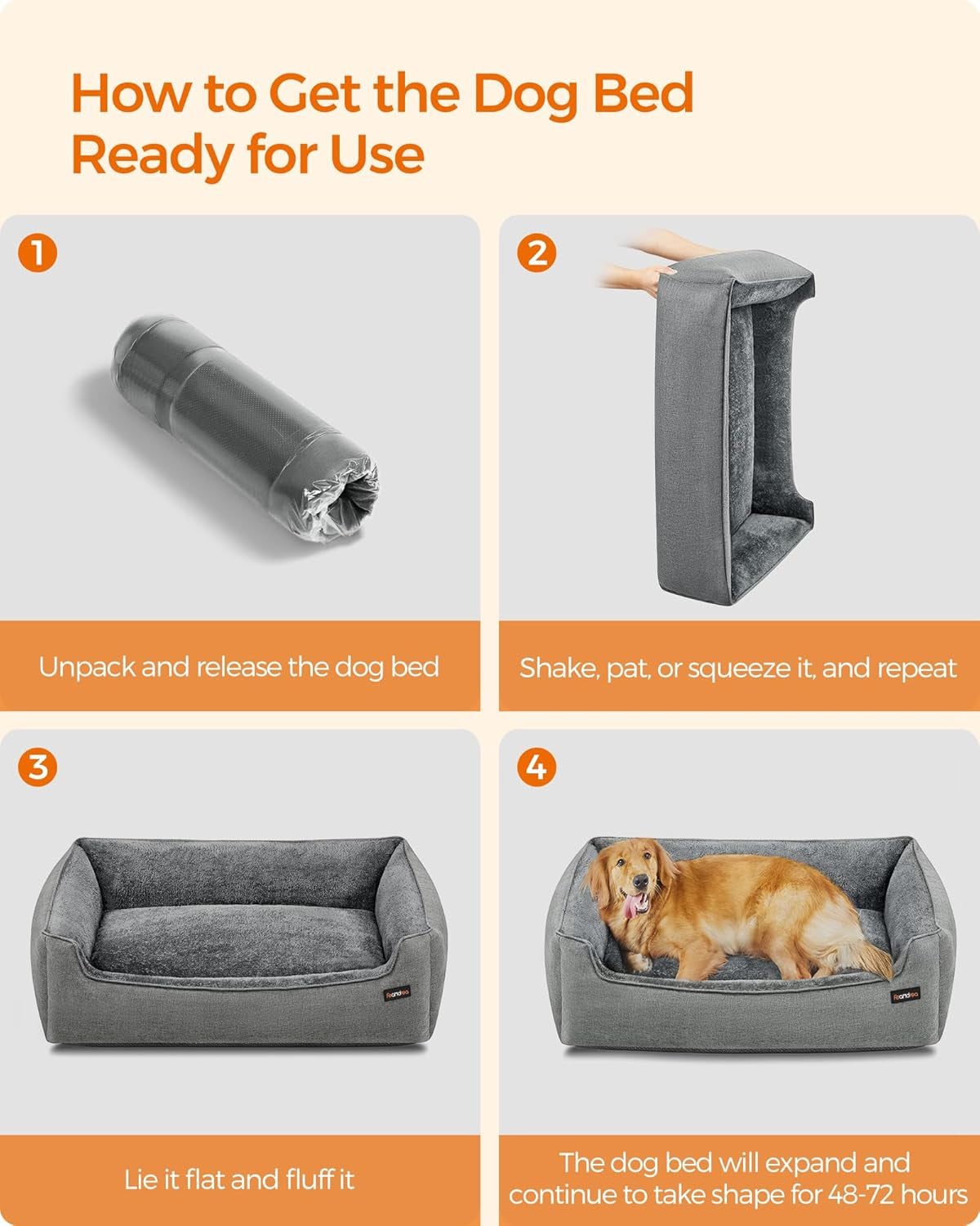 Linen-Look Dog Bed with Raised Edges – XL Sofa Bed for Large Dogs | Non-Slip Bottom, Removable Washable Cover, 110 x 75 x 27 cm | Light Grey