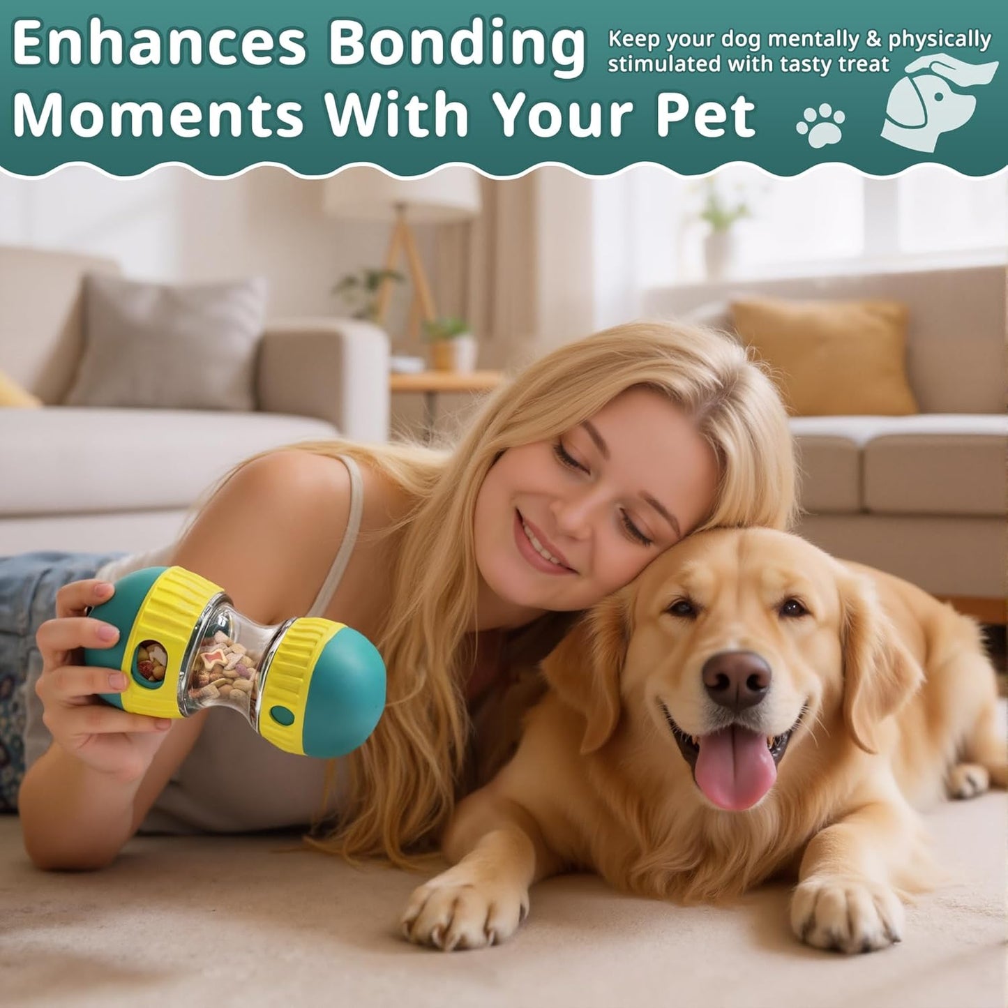 Interactive Dog Puzzle Toys - Treat Dispensing Dogs Ball for Boredom, Food Dispenser Tough Slow Feeder for Small, Medium, Large Dogs, Puppy Enrichment Training Chase Toy to Keep Them Busy