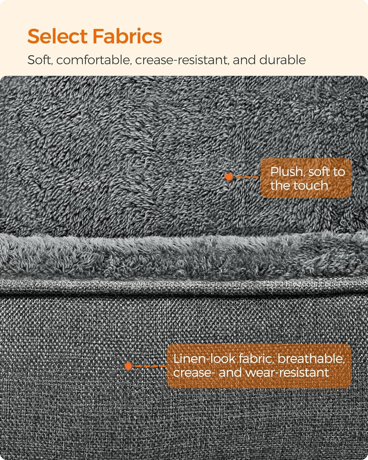 Linen-Look Dog Bed with Raised Edges – XL Sofa Bed for Large Dogs | Non-Slip Bottom, Removable Washable Cover, 110 x 75 x 27 cm | Light Grey