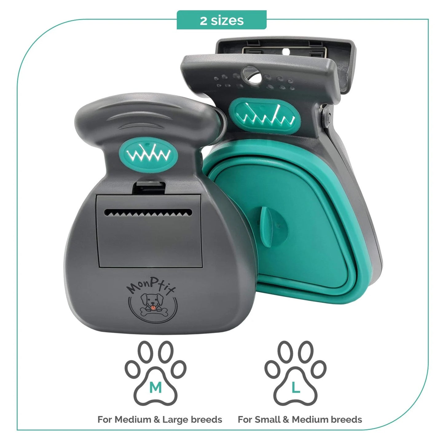 Monptit Pooper Scooper, Portable Sanitary Dog Poo Pick up with Bag Dispenser, for Large Medium Small Dogs Cat or Pet, Durable (Medium)