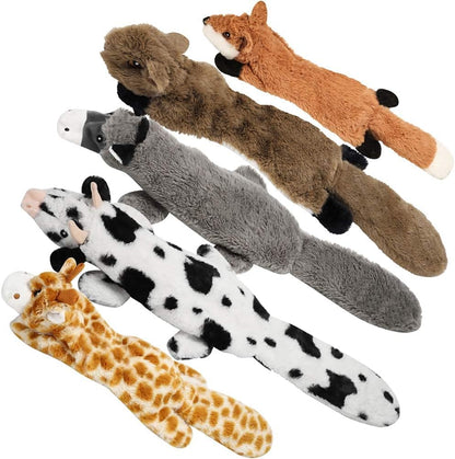 No Stuffing Squeaky Plush Dog Toys – Durable Chew Toy Set for Medium & Large Dogs | 5-Pack Stuffingless Chew Toys