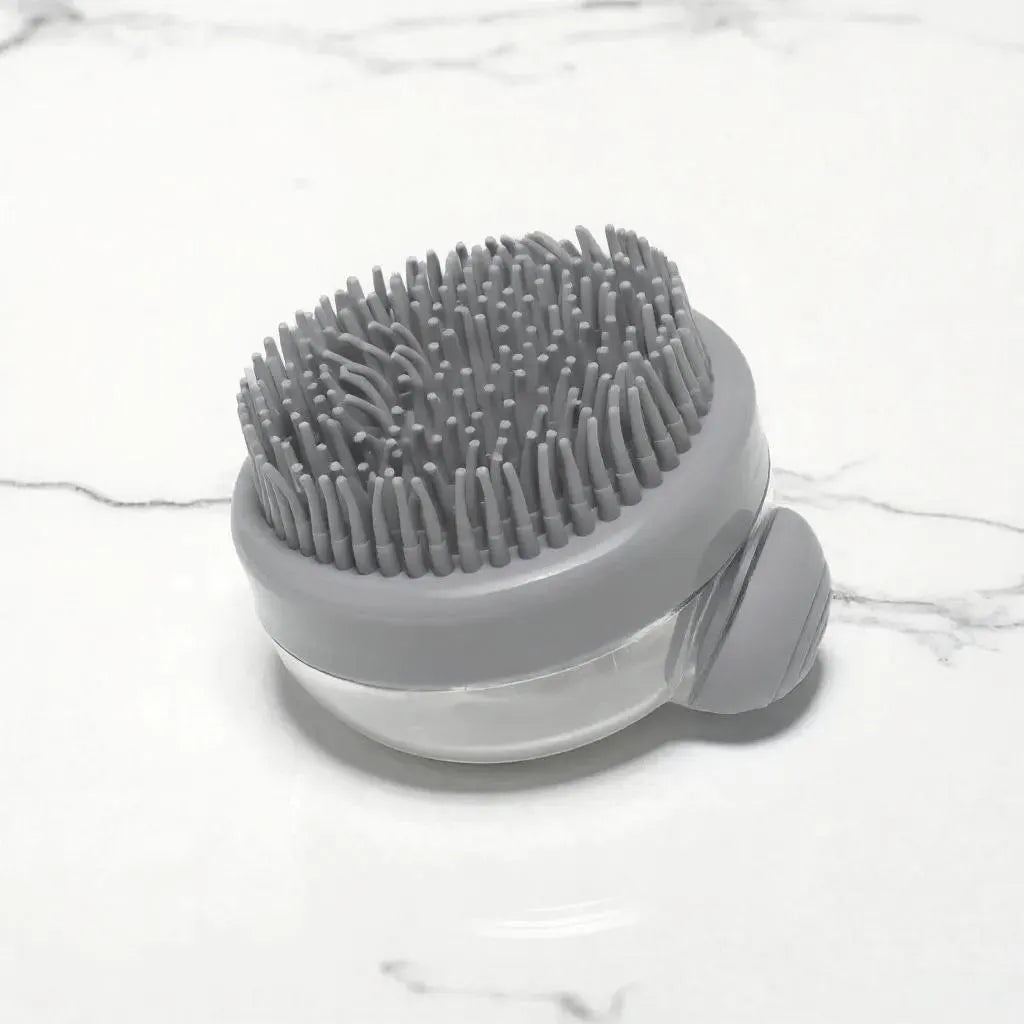 Pet Grooming Brush – Massage Scrubber with Shampoo Dispenser