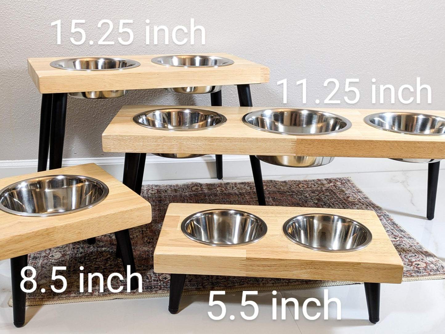 3 Bowl Modern Dog Bowl Stand - the Mid-Mod Dog Bowl Stand - Elevated Dog Bowls - Raised Dog Bowl - Pet Feeding Station - Personalization